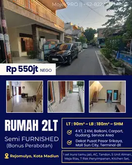 Rumah 2lt Full Bangun di dekat Sun City Kota Madiun