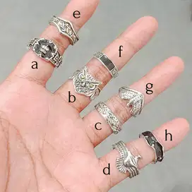 Cincin tangan silver motif karakter keren pria wanita c31 uk universal