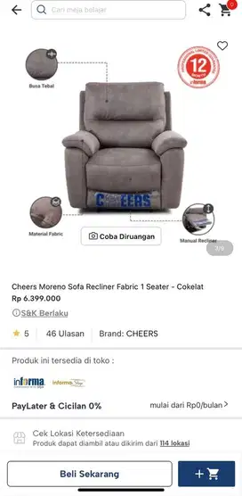 Sofa Recliner merk CHEERS INFORMA