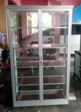 Etalase Aluminium Kaca Pintu Kupu Tarung 100-170