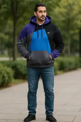 Jaket Hoodie LACOSTE LIVE colour block Size No 4