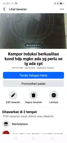 Kompor induksi berkualitas kond hdp mgkn ada yg tertarik cpt murah sj