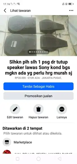 Slhkn plh slh 1 psg dr tutup speaker lawas Sony kond bgs utuh murah sj