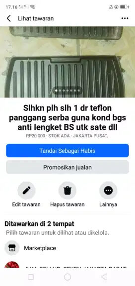 Slhkn plh slh 1 dr terfon anti lengket utk panggang sate dll kond bgs