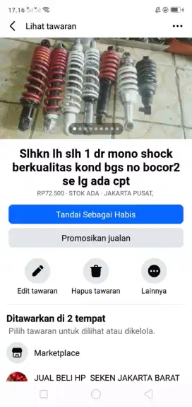 Slhkn plh slh 1 dr mono shock berkualitas kond bgs no bocor2 murah sj