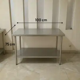 Meja Stainless Steel 100x75 cm - Preloved, Kokoh & Siap Pakai
