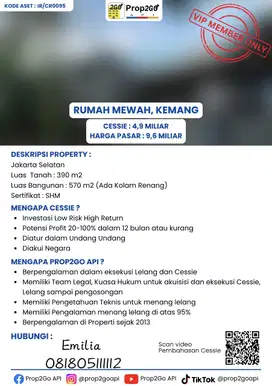 Cessie Khusus Investor, Rumah di Kemang Jakarta Selatan