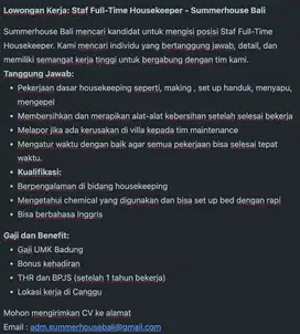 Full-Time Housekeeper