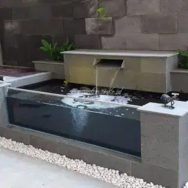 Kolam koi-kolam kaca minimalis-kolam natural-taman