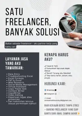 Jasa Freelancer | VA, Data Entry, Web Research, Sosmed Manager