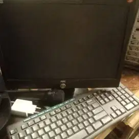 jual cepat komputer siap pakai monitor aoc + cpu + keyboard + mouse