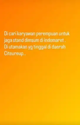 Dibuka lowongan kerja penjaga stand dimsum