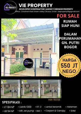 Rumah rapi siap huni dijual murah di perum GBJ Bojonggede Nangka Bogor
