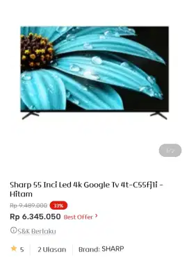 SHARP LED GOOGLE TV 4K 55 4T-C55FJ1I