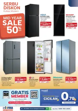 Ready stok kulkas 4 pintu garansi 10 tahun