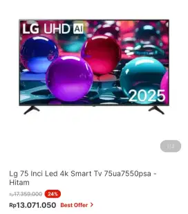 LG SMART TV 4K 75 INCI