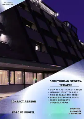 Lowongan hanya untuk wanita, dan dibutuhkan segera