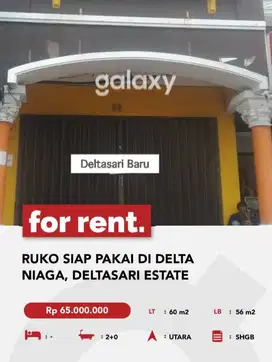 Disewakan  Ruko Cantik siap pakai  di Delta Niaga, Deltasari Estate