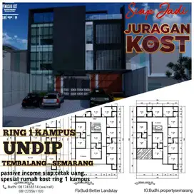 30 KAMAR,3 LANTAI,PUOLL MURAH,SHM RUMAH KOST MODERN DEKAT KAMPUS UNDIP