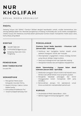 Mencari pekerjaan social media specialist | kreativ dan siap bekerja