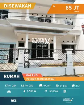 Disewakan Rumah Super Luas Terdepan PBI Araya, Blimbing Kota Malang