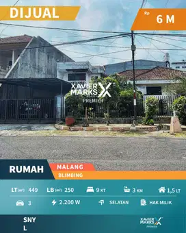 Dijual Rumah Luas Strategis Dekat Kampus di Blimbing Malang