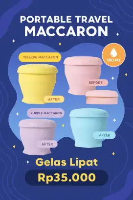 Gelas Lipat Portable Silikon Travel Foldable Cup Multifungsi Maccaron