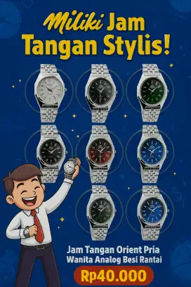 Jam Tangan 0rient Casual Jarum Tali Rantai Stainless Steel Pria Wanita