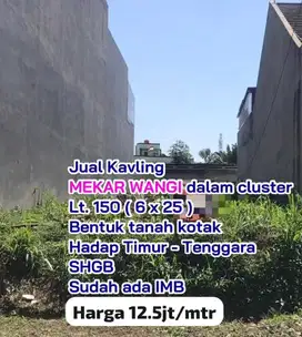 Termurah! Tanah kavling dalam cluster Mekar wangi, Bandung