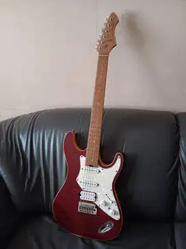 Gitar Listrik Aria Pro Fullerton 714 MK2 Roasted Maple - Ruby Red