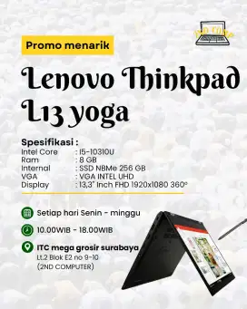 Laptop lenovo Thinkpad L13 yoga Intel core i5-10310U,Ram 16Gb,ssd256gb