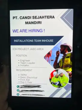 Lowongan Kerja Installations team inhouse
