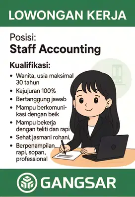 Dicari Segera Staff Admin Accounting unt Gangsar Genset Group