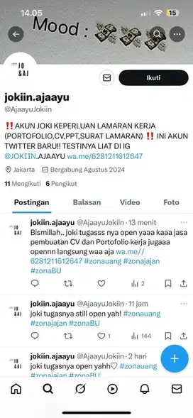 JASA PEMBUATAN CV DAN PORTOFOLIO KERJA (JOKI TUGAS)