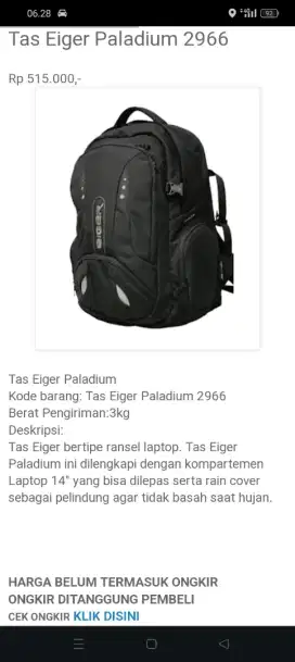Jual tas eiger paladium