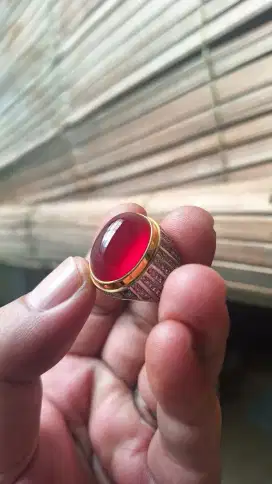 Batu red carnelia bengkulu (raflesia) Ring perak