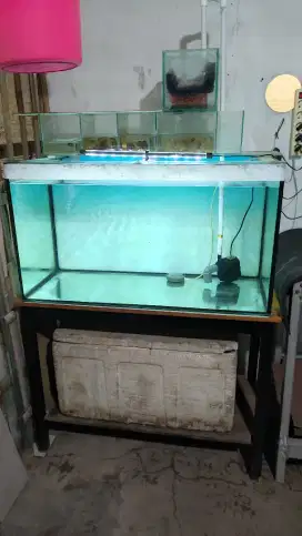 Aquarium 90x50x50 fulset tinggal colok dan rak