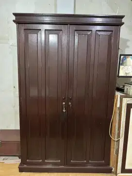 Lemari Baju 2 pintu kayu medang tebal kokoh