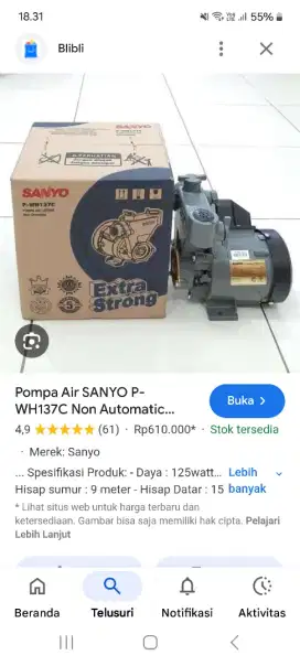 Pompa sanyo type P-wh137c