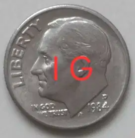 Uang Coin One Dime, Seri D USA, 1984