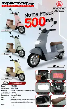 Sepeda Listrik Exotic Tractor Pro sdah pkai kunci NFC card, bergaransi
