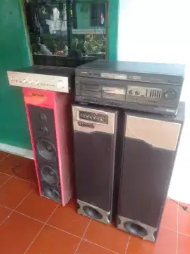Audio jual borongan sepeker 3biji sama amplifier dan tepdeck normal