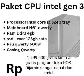 Paket CPU Intel gen 3 new, dijamin sangat cepat dan andal
