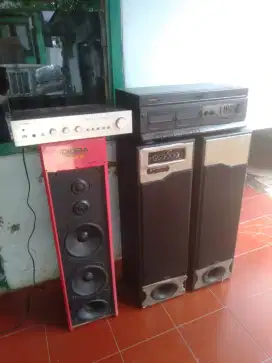 Home teather jual speker ada 3biji sama amplifier dan tepdeck normal