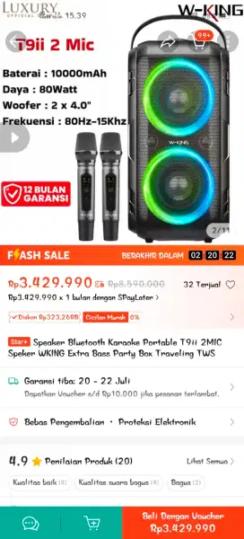 Speaker Karoke Bluetoot WKING T9ii