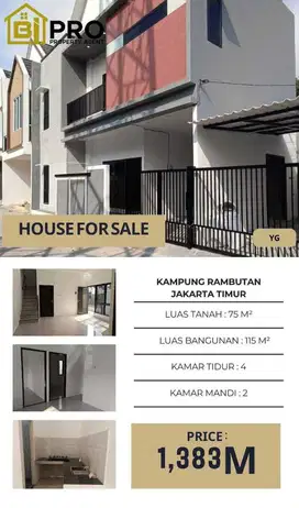 DIJUAL RUMAH DEKAT LRT DAN TERMINAL KAMPUNG RAMBUTAN JAKARTA TIMUR