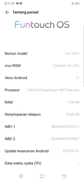 Jual Hp VIVO Y12 RAM 3