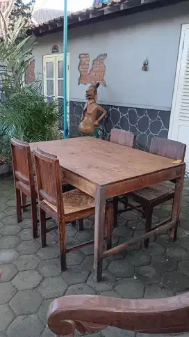 Meja kursi makan jati kampung jadul lawas