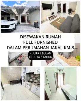 KONTRAKAN RUMAH FULL FURNISHED DLM PERUM JAKAL KM 8 BULANAN / TAHUNAN