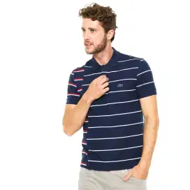 Kaos polo shirt Lacoste Striped block colour Size S Fit M